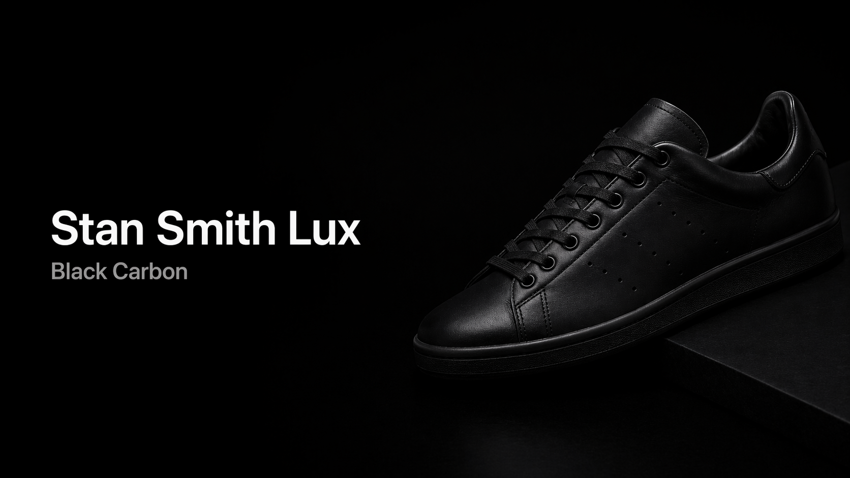Adidas Stan Smith Lux ブラック・カーボン、レザーが詰まった黒。